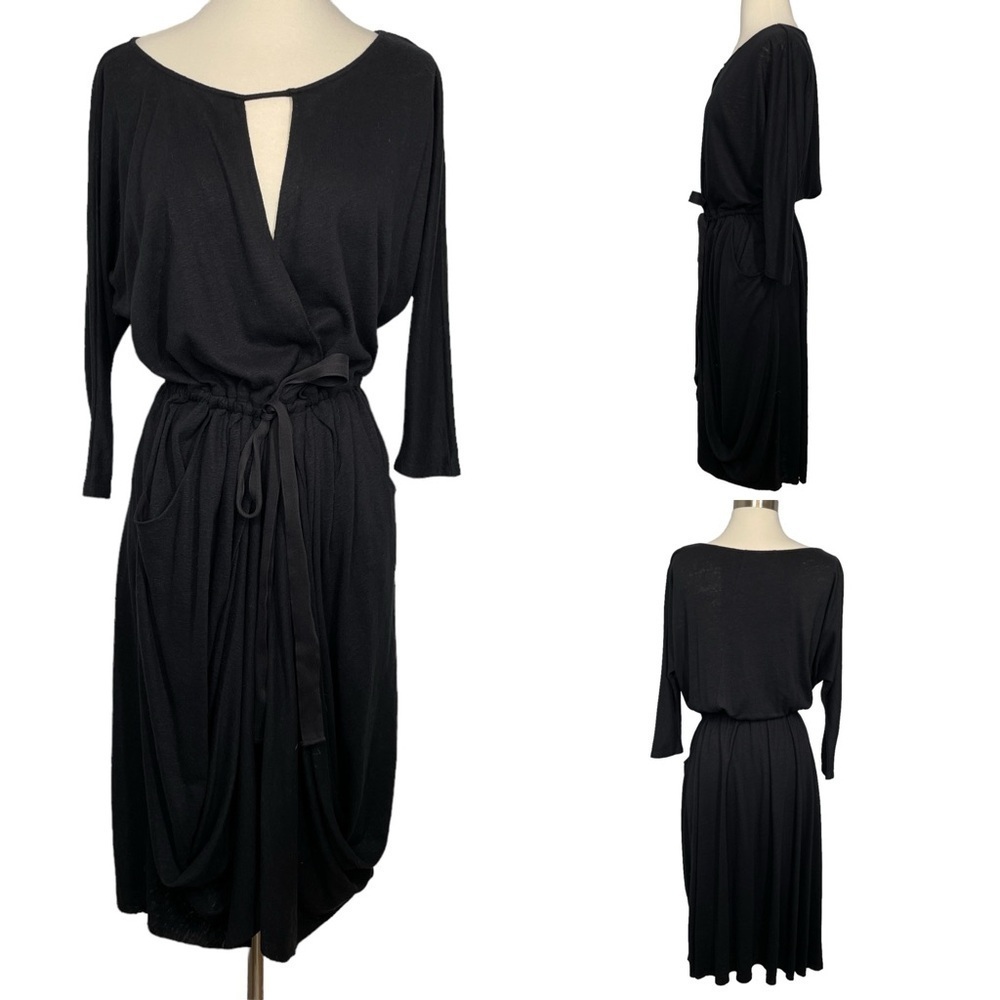 Free People Black Cut Out Tie Front Dress